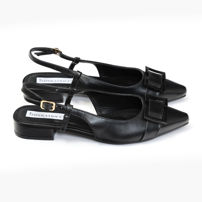 Ballerine slingback in simil pelle con dettaglio sulla punta