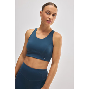 Reggiseno sportivo blu con schiena incrociata