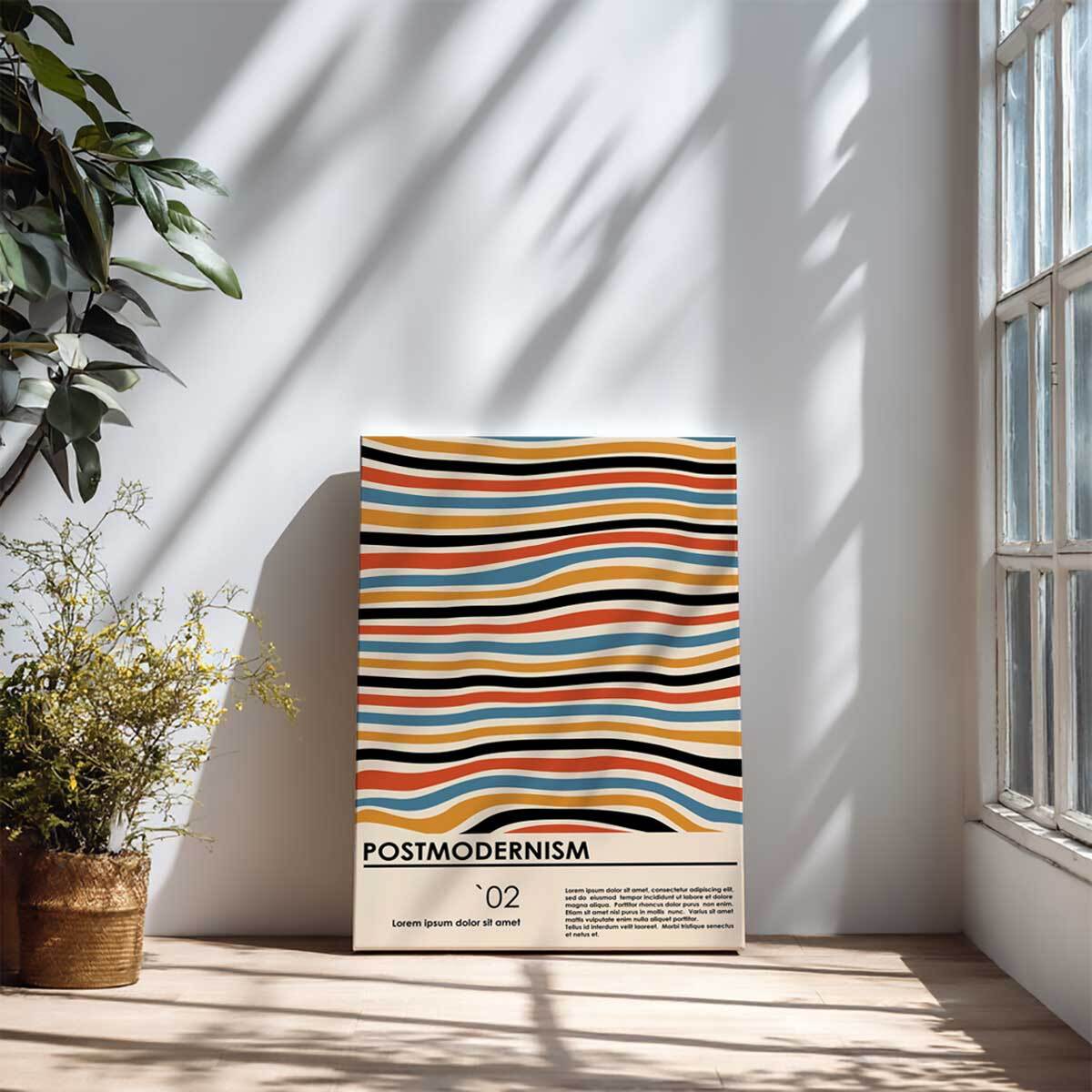 Tableau abstrait lignes ondulées rétro Toile imprimée