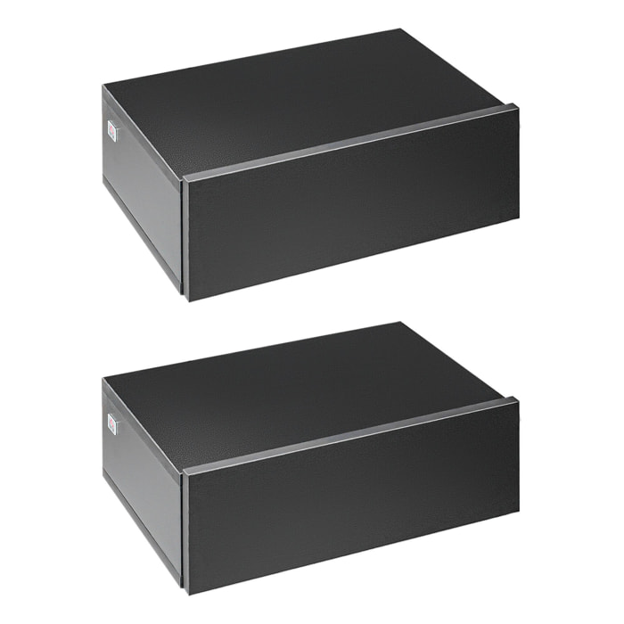 Lot de 2 tables de chevet murales - lot de 2 tables de nuit - tiroir coulissant, plateau - panneaux particules noir