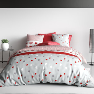 Parure housse de couette coton gris clair