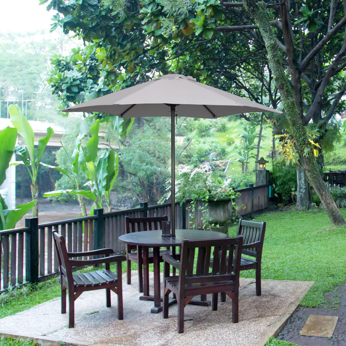Parasol droit de jardin balcon terrasse grande taille toile polyester 160 g/m² Ø 1,96 x 2H m mât alu gris clair