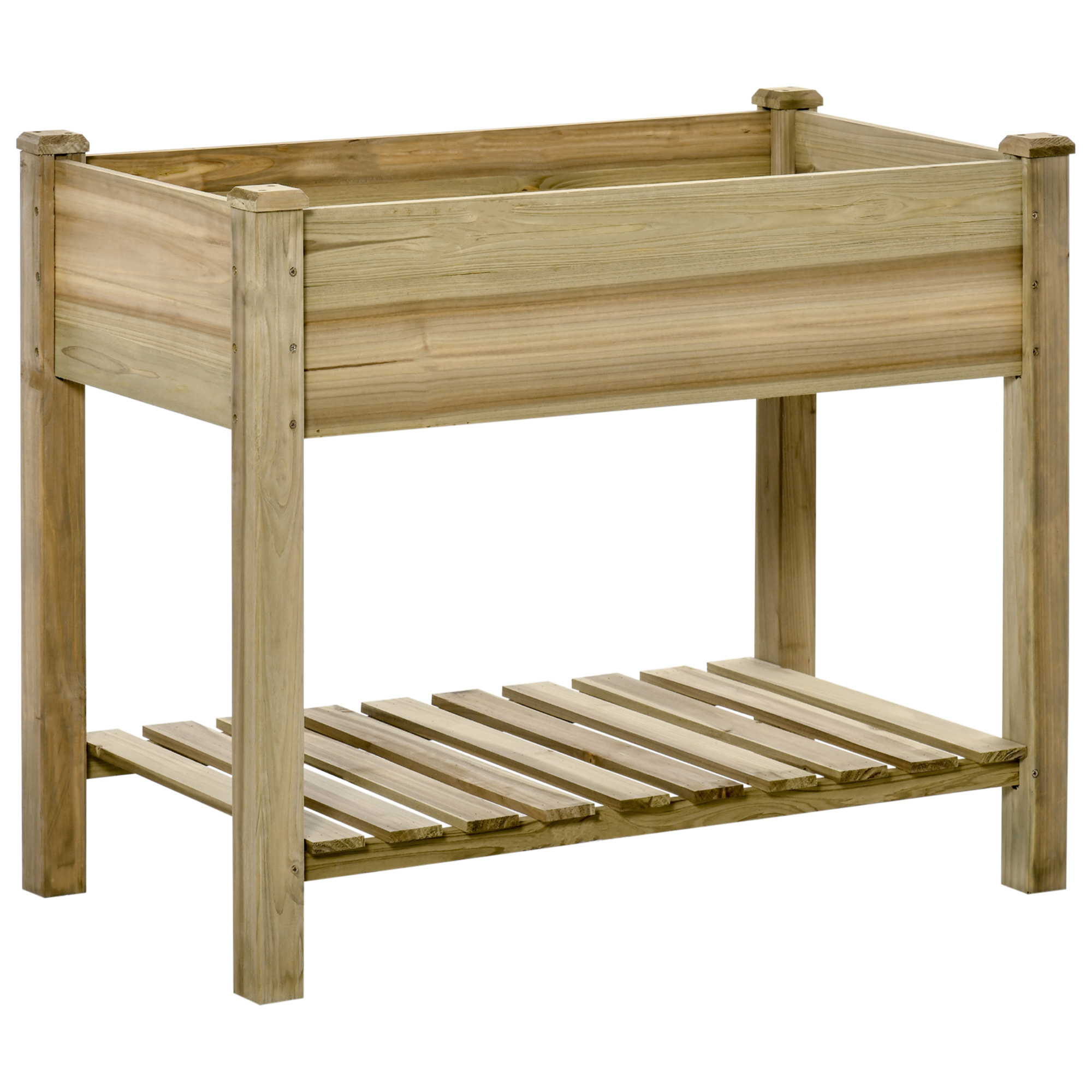 Jardinière sur pieds potager avec étagère à lattes dim. 91L x 51l x 76H cm bois sapin autoclave