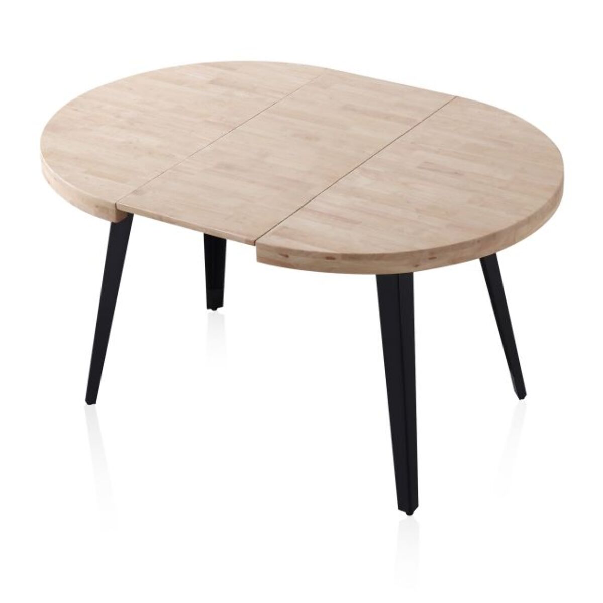 Mesa redonda extensible Berg 120 Negro - Roble