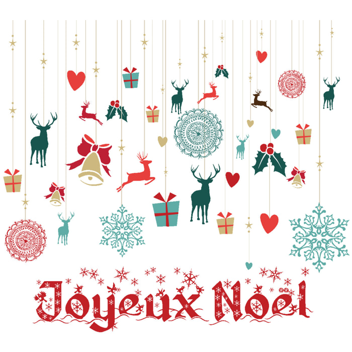 Sticker Noël décoration joyeux noël - Autocollants stickers adhésifs noël - décoration fêtes