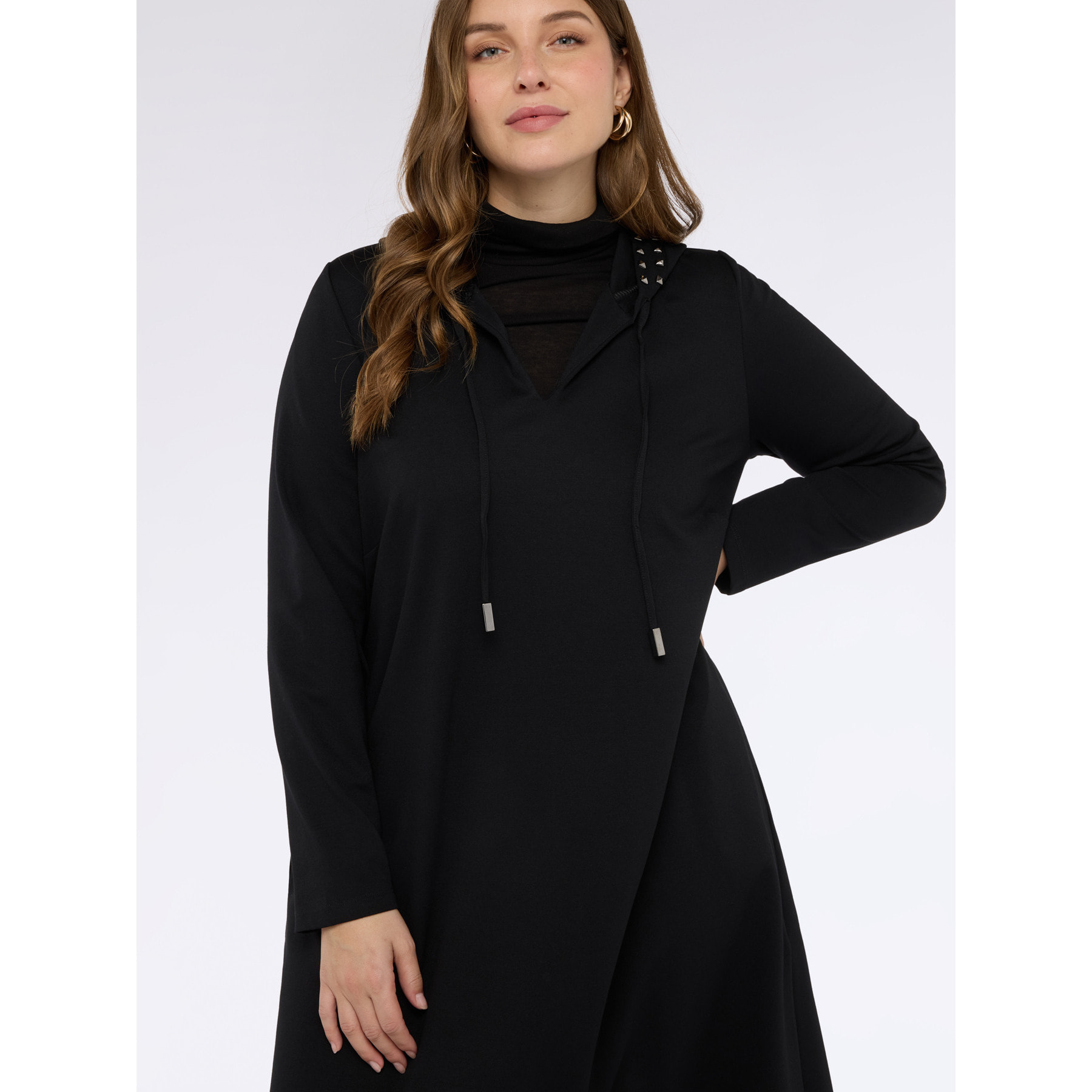 Fiorella Rubino - Vestido largo con capucha - Negro