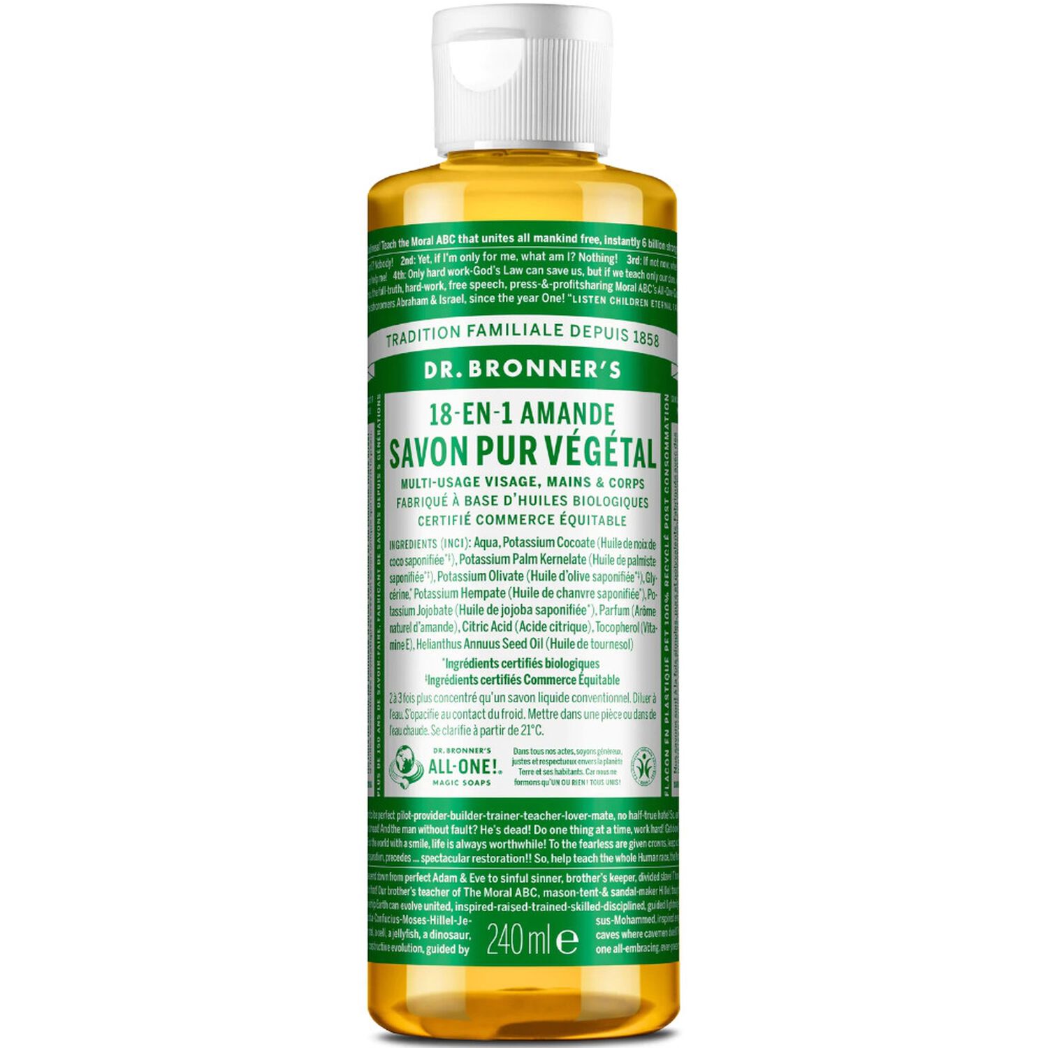 Savon liquide Amande - Un savon de Castille liquide naturel 18-en-1