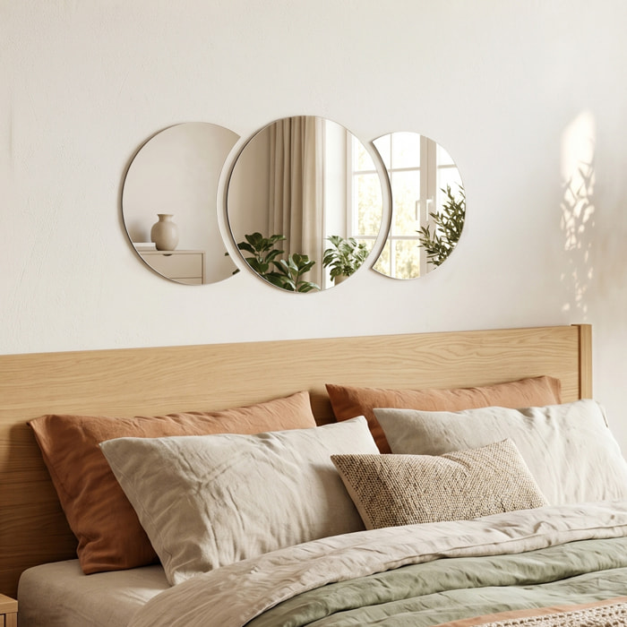 3 stickers miroirs rond et demi-lune
