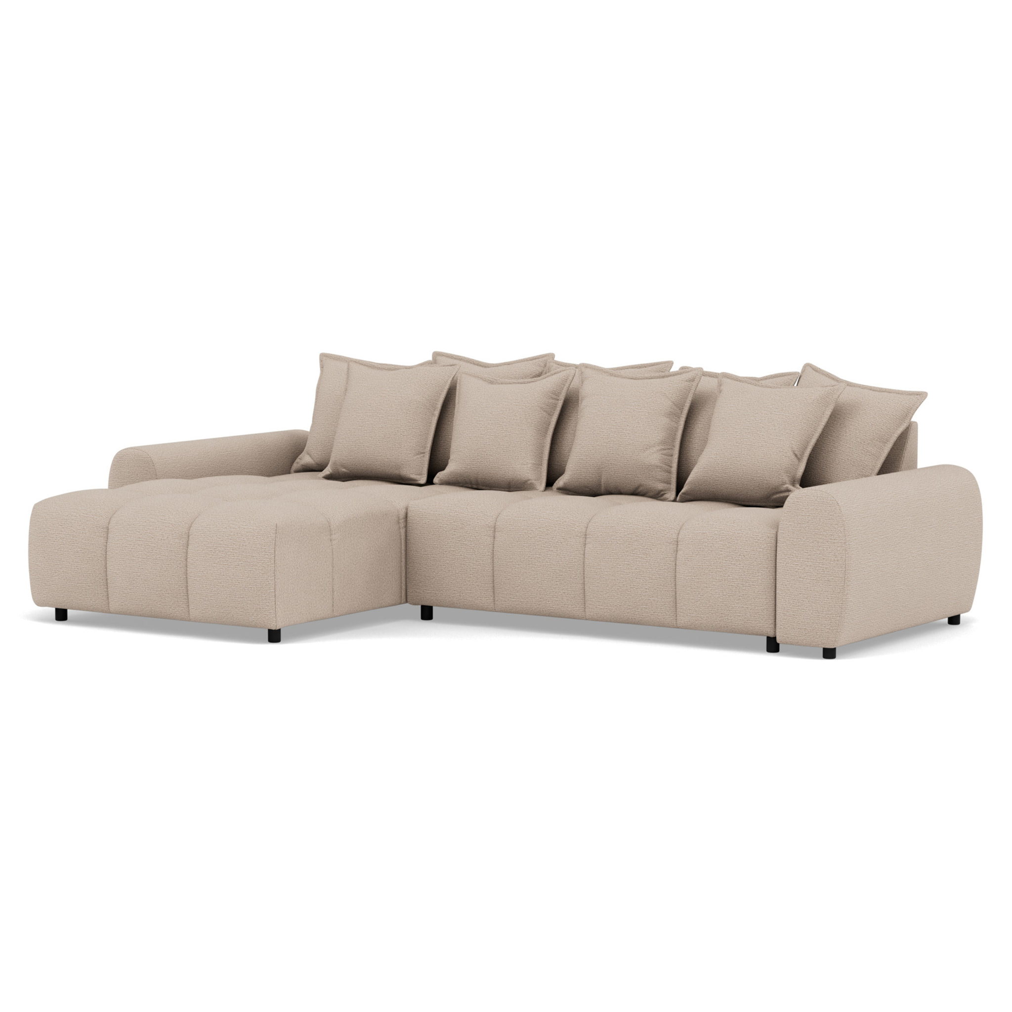 Adelaide - canapé d'angle réversible 4 places avec pouf d'appoint en tissu texturé - Beige