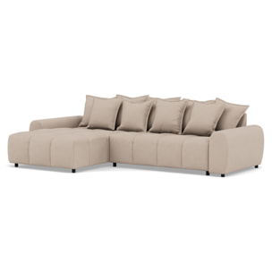 Adelaide - canapé d'angle réversible 4 places avec pouf d'appoint en tissu texturé - Beige