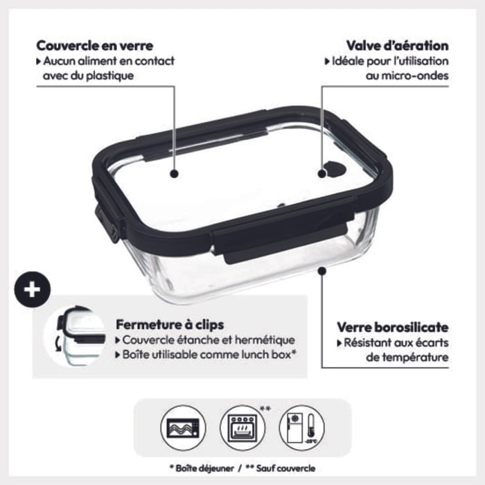 Boîte de conservation verre 13L "ClipEat"