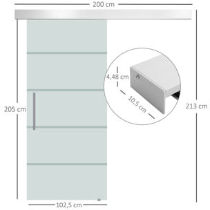 HOMCOM Puerta Corrediza de Vidrio Puerta Corredera Deslizante de Cristal Seguridad 102,5x205 cm