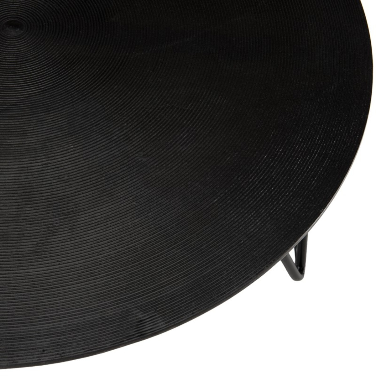 JOHAN - Table basse ronde 75x75cm aluminium noir pieds épingles métal noir