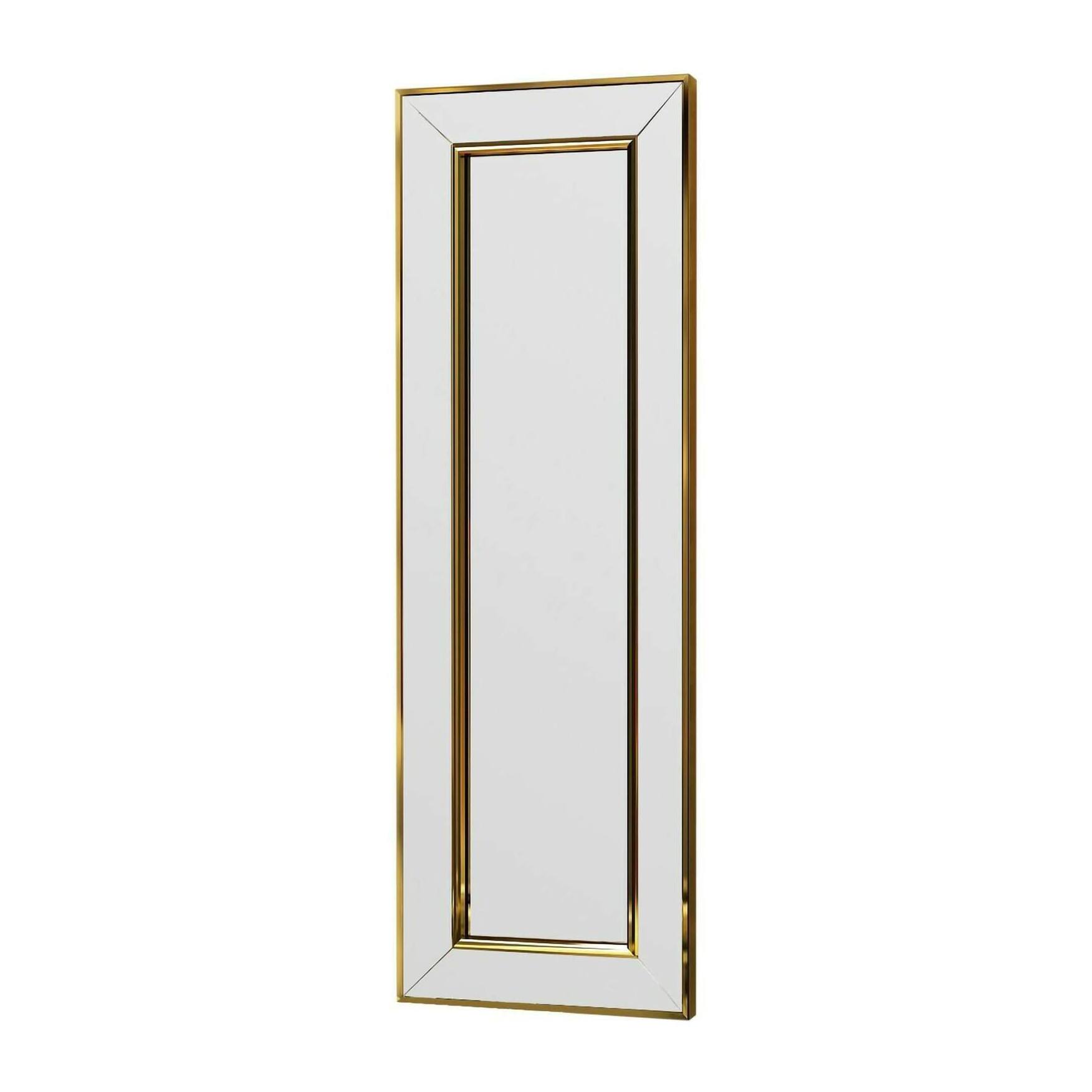 Specchio Dpancher, Specchiera, Articolo d'arredo a muro, Decorazione con specchio, 30x3h90 cm, Oro