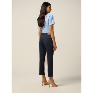 Oltre - Pantalones chinos de algodón y lyocell - Azul
