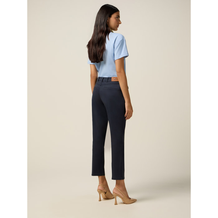 Oltre - Pantalones chinos de algodón y lyocell - Azul