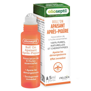 OLIOSEPTIL - Roll'On Apaisant Après-Piqûre - Huiles essentielles pures & naturelles - Aide à apaiser les démangeaisons - Roll'on 5ml