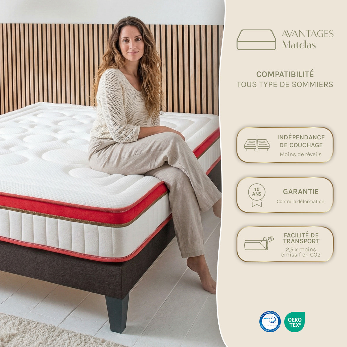 Matelas Mémoire de Forme Suprême, Mousse Haute Densité & Hyper Soft, 24 cm, Accueil Tonique, Soutien Ferme