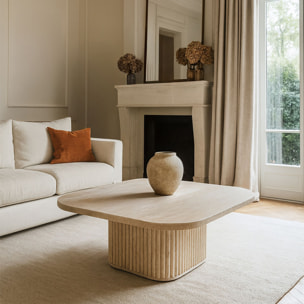 Table basse carré effet travertin 80cm SUSAN