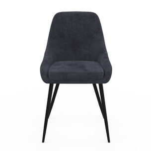 Chaises Olivia velours gris foncé pieds métal - lot de 6