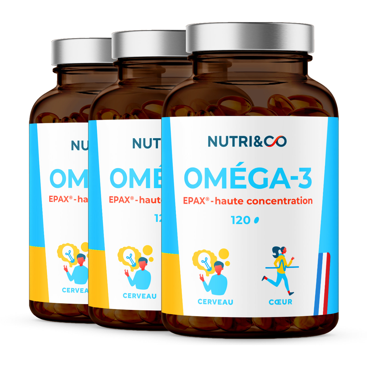Omega3 Huile de Poissons Sauvages EPAX®, Haute Concentration - 120 gélules - Lot de 3