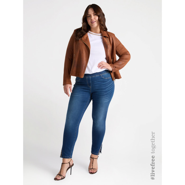 Fiorella Rubino - Jeggings con spacco e ricamo - Blu