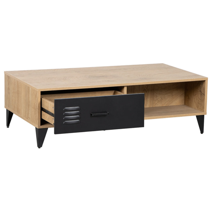 Tribeca - table basse - effet bois et métal noir - 110 cm - Bois / Noir