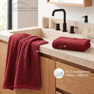 INTRECCI HOME Set Bagno Asciugamani Viso e Ospite, in Puro Cotone 500 g, Morbidezza Extra, Assorbenza Superiore
