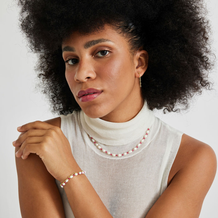 Pulsera de Perla Blanca acabada en oro amarillo de 18K