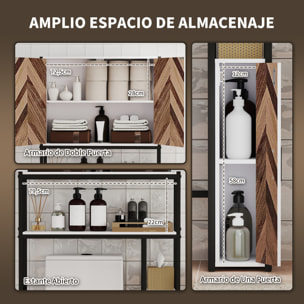 Mueble sobre Inodoro Armario sobre Inodoro con 3 Puertas 2 Estantes Ajustables y Compartimento Abierto Mueble de Baño 79,5x23x178 cm Multicolor