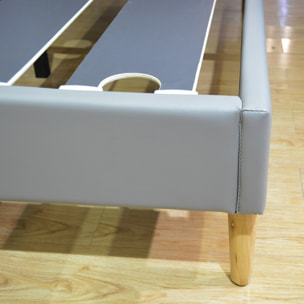 Sommier à lattes flexibles | Robuste et confortable | Cadre à lattes & pieds scandinaves | Suédine | Beige