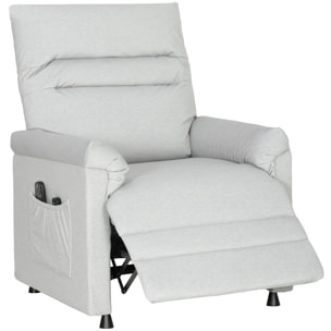Fauteuil massant chauffant inclinable poches rangement port USB intégré velours gris