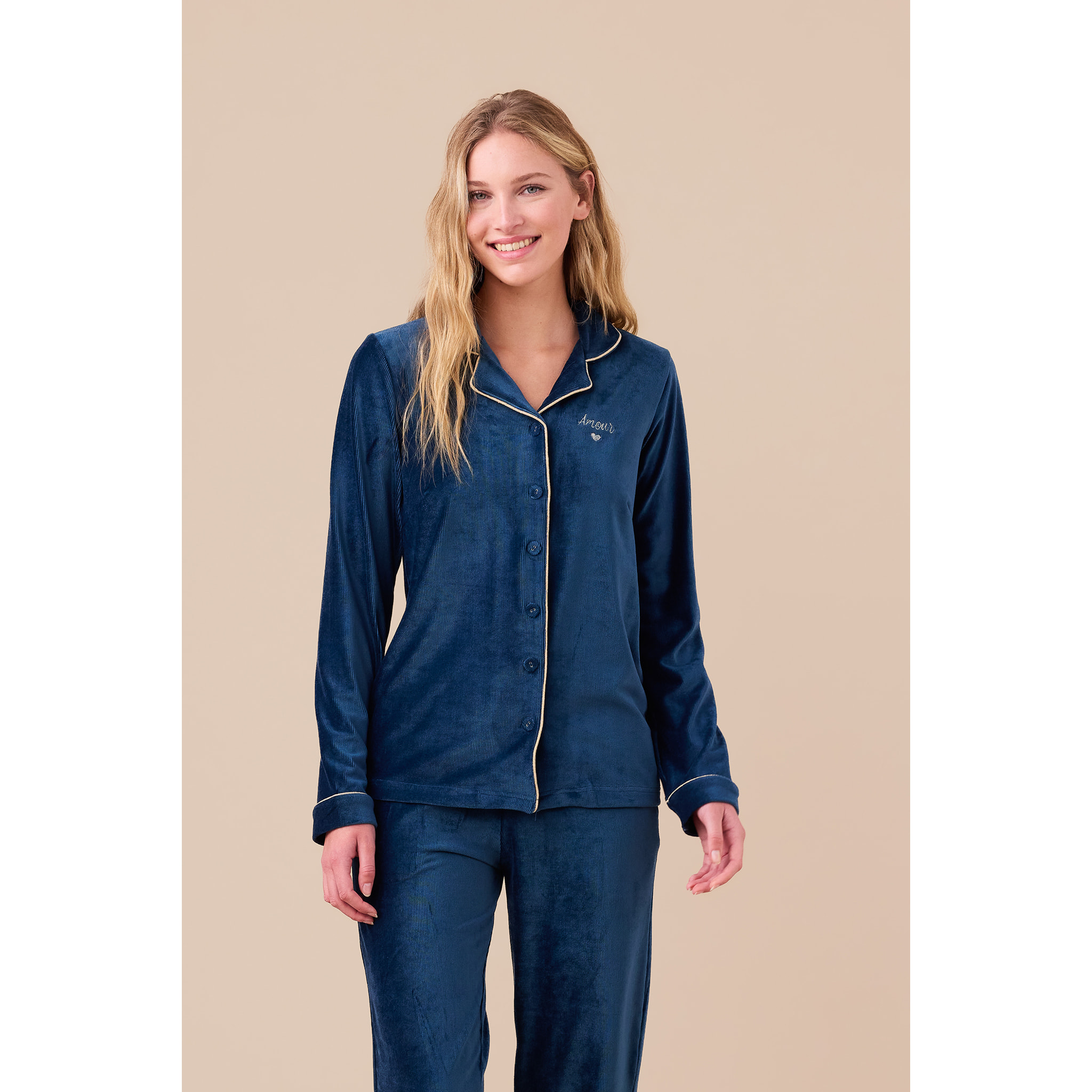 Pigiama donna ciniglia a coste articolo velvet. Noidinotte