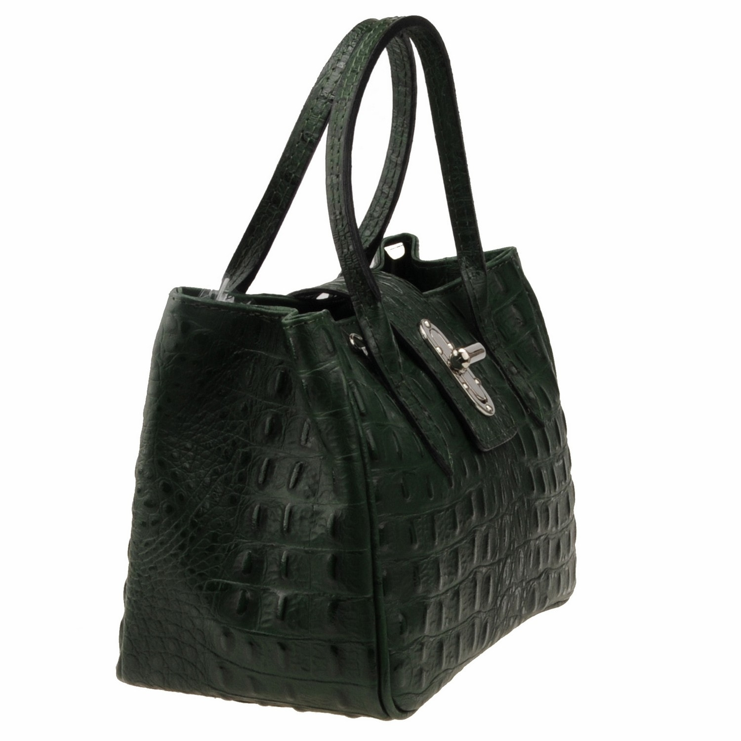 Borse Donna colore Verde-in pelle Made in Italy 17x26x12 cmcm