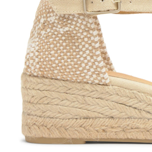 Alpargata de cuña 3 cm en lona de algodón con pulsera y hebilla