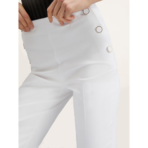 Motivi - Pantalones kick flare detalle de botones - Blanco