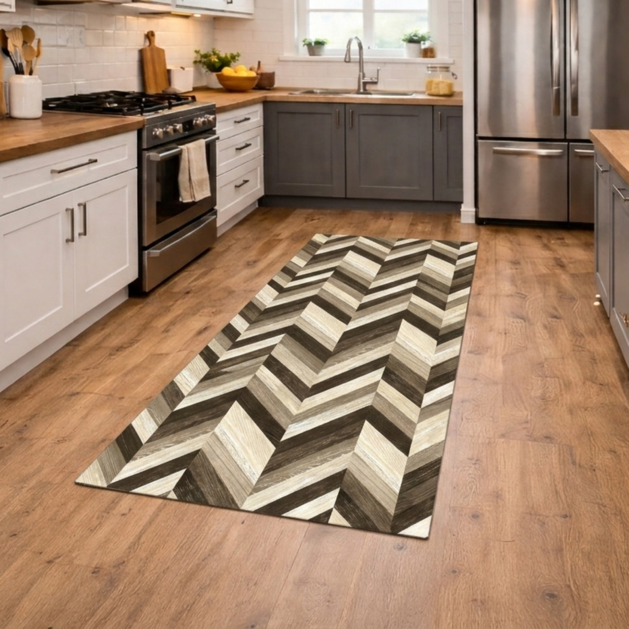 CASSESE HOME Passatoia/Tappeto Bordato in Poliestere con Retro Antiscivolo in PVC Made in Italy_Dec.1076