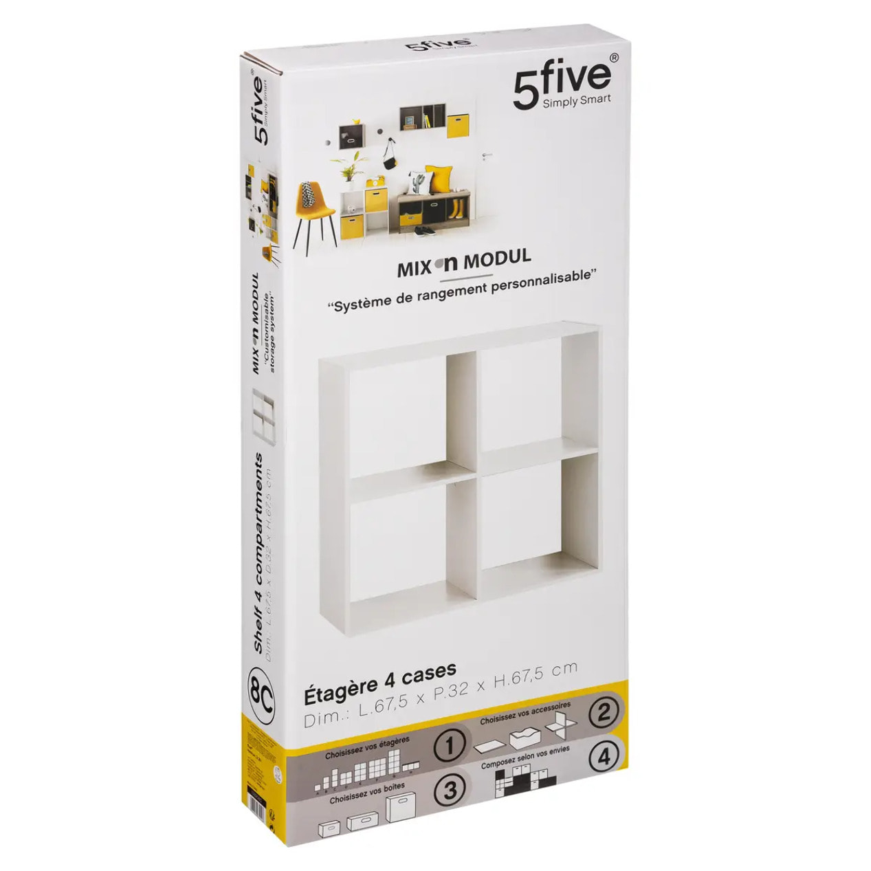 Étagère 4 cases "Mix N' Modul" blanc