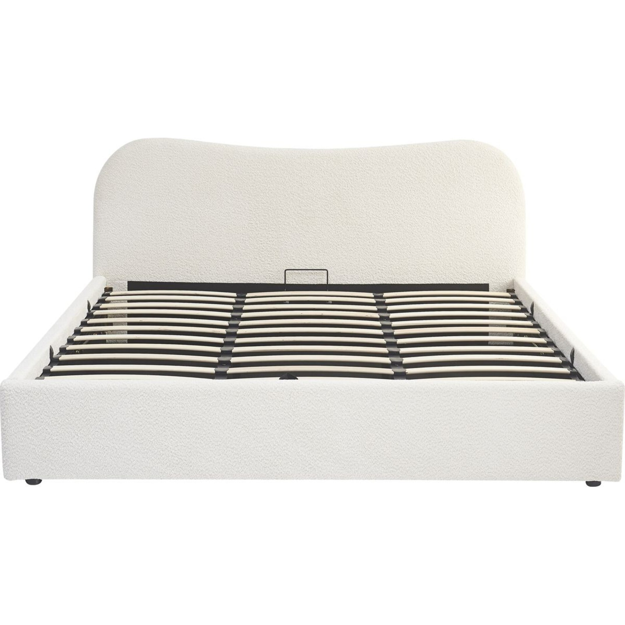 Lit coffre avec tête le lit en tissu bouclé - SUZON
