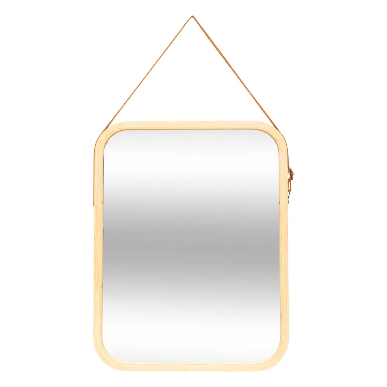 Miroir mural avec lanière en cuir 45x35cm