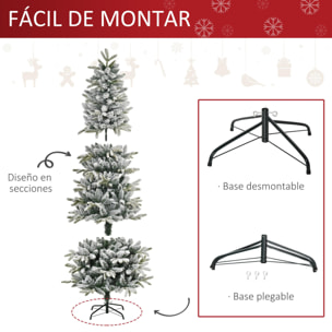 Árbol de Navidad 210 cm Nevado Artificial con 784 Puntas de Rama Ignífugas y Soporte de Acero Decoración Navideña para Interiores Ø95x210 cm Verde y Blanco