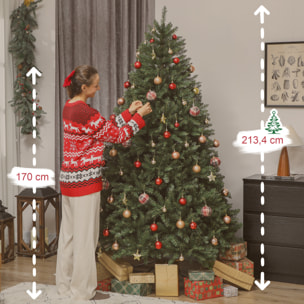 Sapin de Noël artificiel Ø130 x 210H cm 2641 branches épines imitation épicéa grand réalisme vert