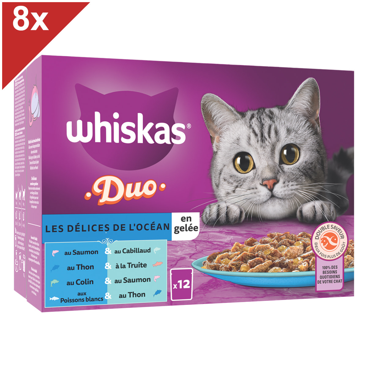 WHISKAS 96 sachets fraîcheur en gelée Délices de l'Océan pour chat 85g (8x12)