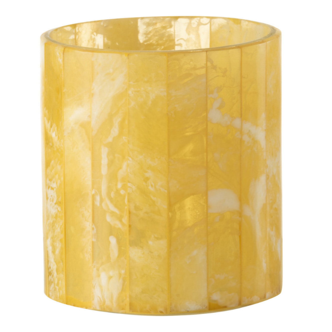 J-Line bougeoir Lignes - verre - jaune - medium