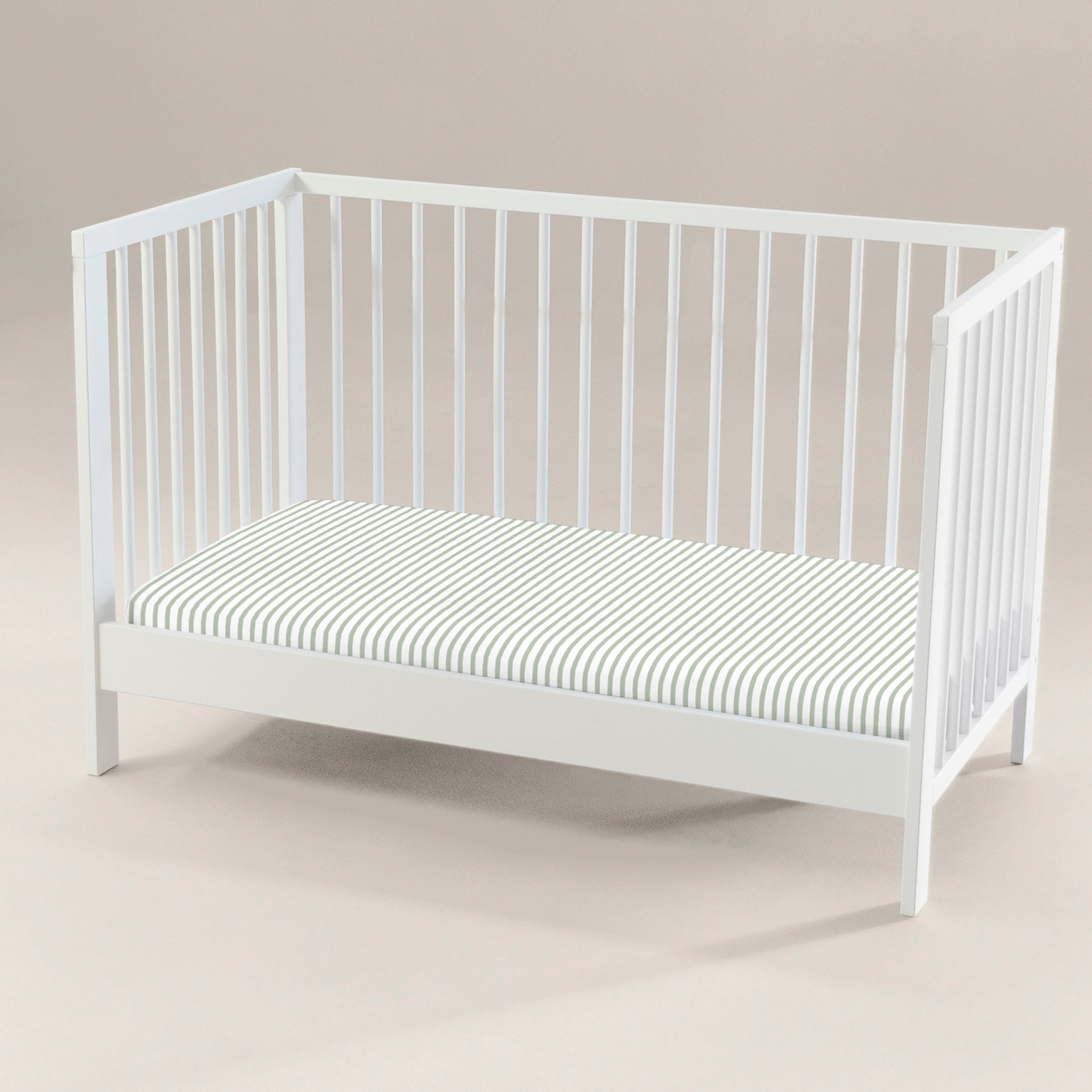 Cool Kids - Sábana bajera Estampada - Ajustable - 100% Algodón - Cuna/Maxicuna - Green Stripes