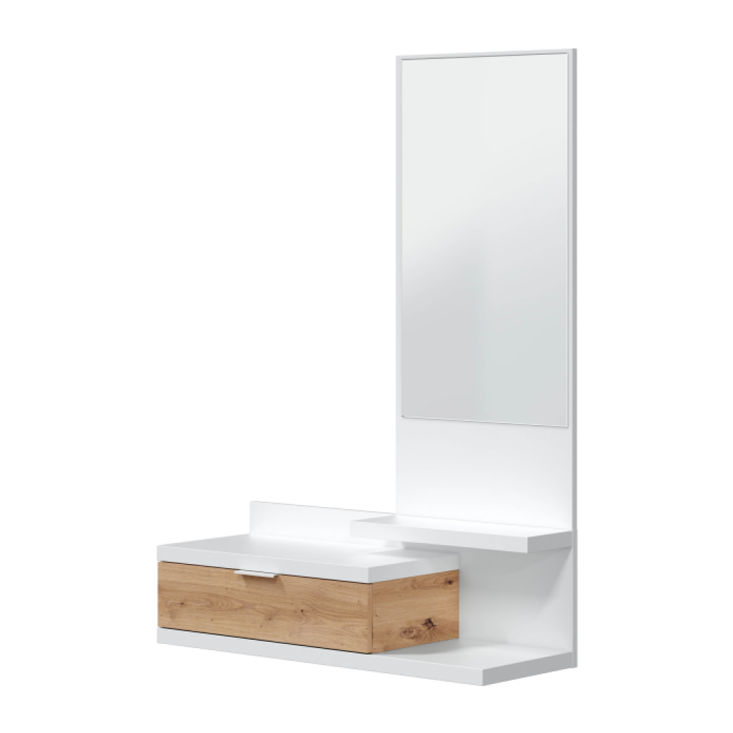 Mueble de recibidor Dahlia Blanco Artik (Blanco Mate) - Roble Nodi