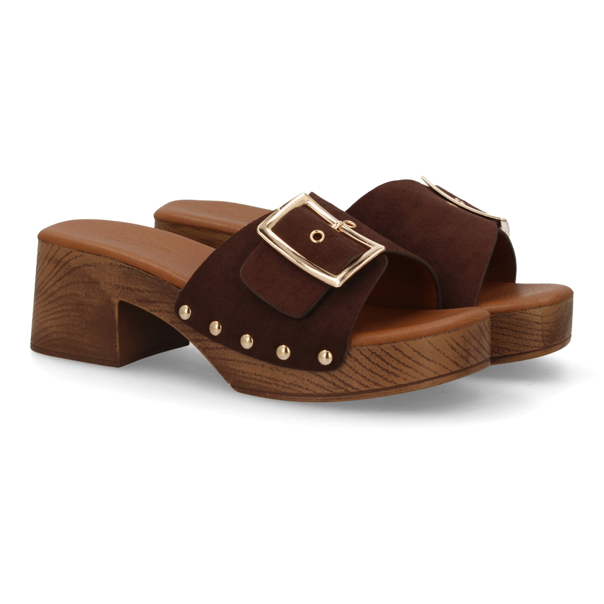 Sandalia tacon tipo zueco mujer