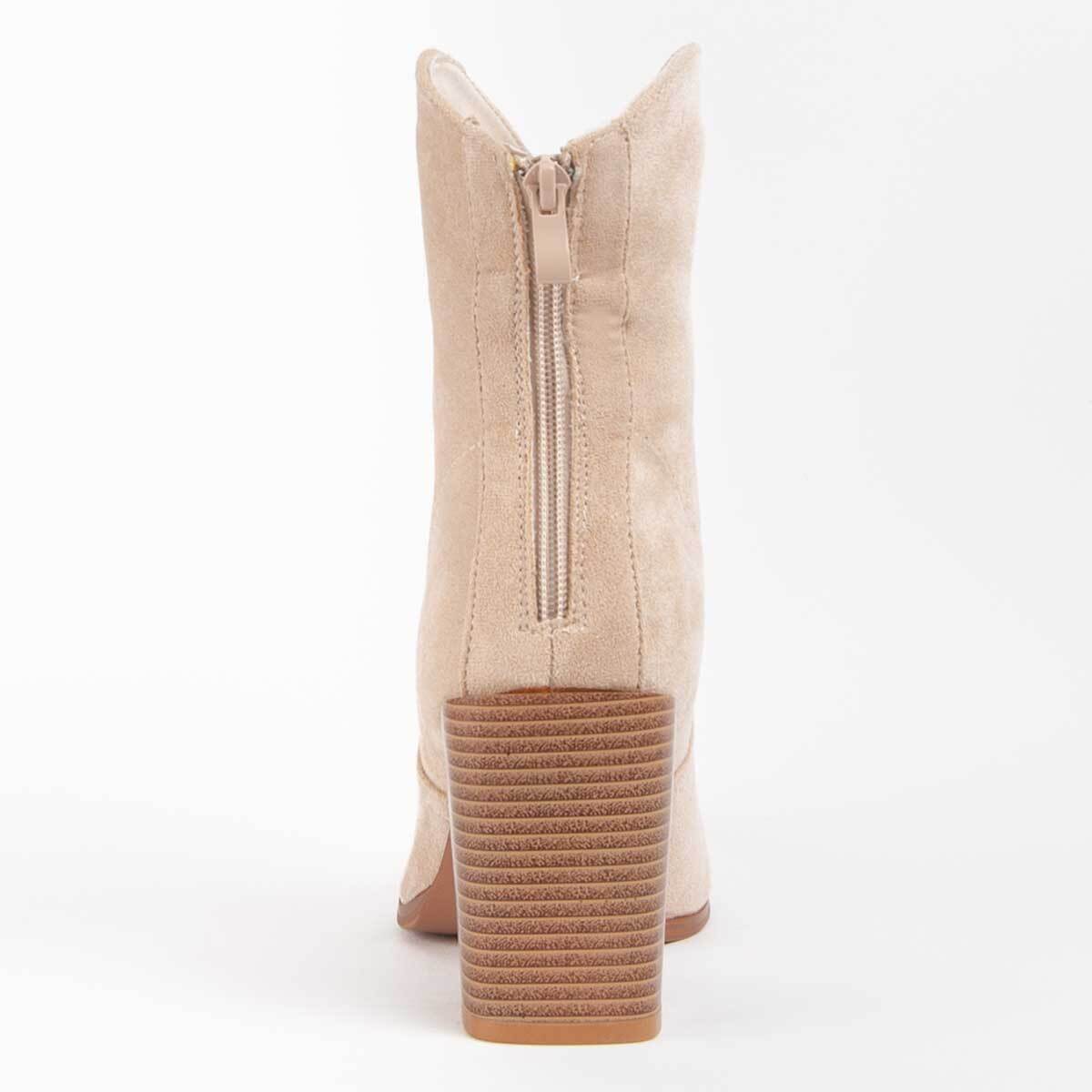 Botín De Tacón - Beige - Altura: 9 Cm