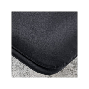 Chaise en simili marron avec coussin d'assise & pieds métal noir - BETTER