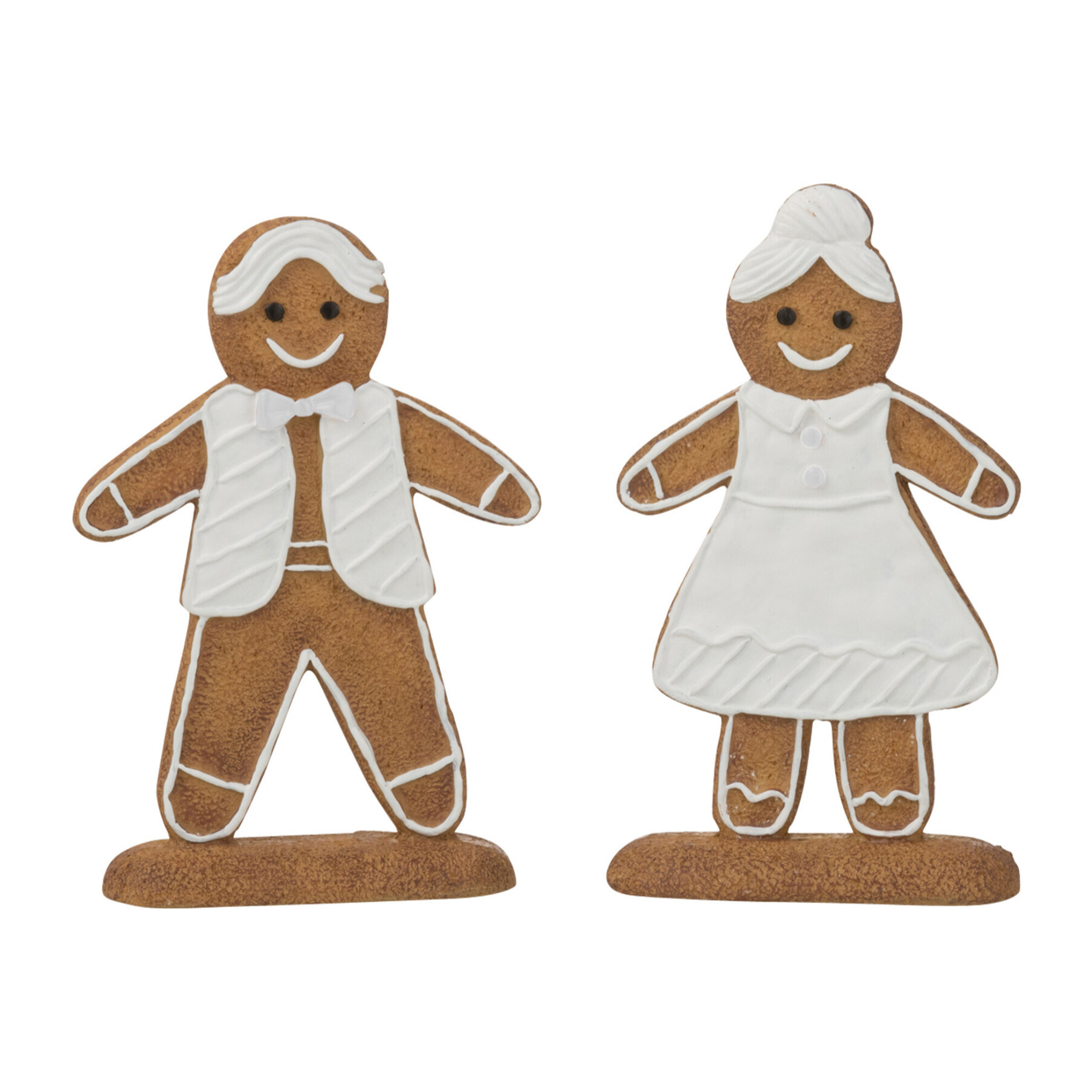 J-Line figurine Pain D'epice - polyrésine - blanc/marron - 2 pcs